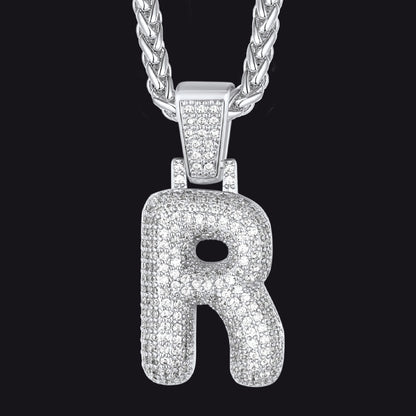 Diamond Bubble Letter Initial Necklace for