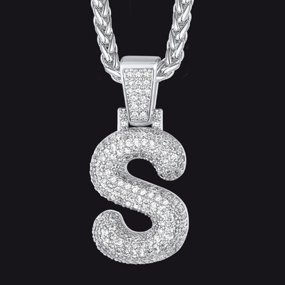 Diamond Bubble Letter Initial Necklace for
