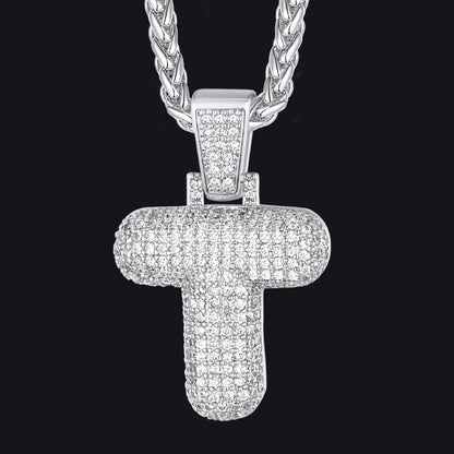 Diamond Bubble Letter Initial Necklace for