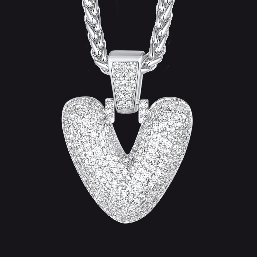 Diamond Bubble Letter Initial Necklace for