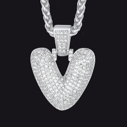 Diamond Bubble Letter Initial Necklace for
