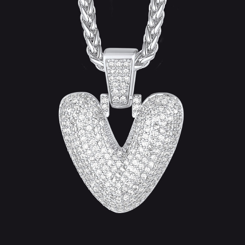Diamond Bubble Letter Initial Necklace for
