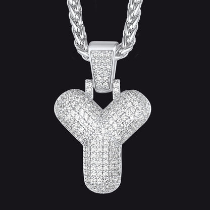 Diamond Bubble Letter Initial Necklace for