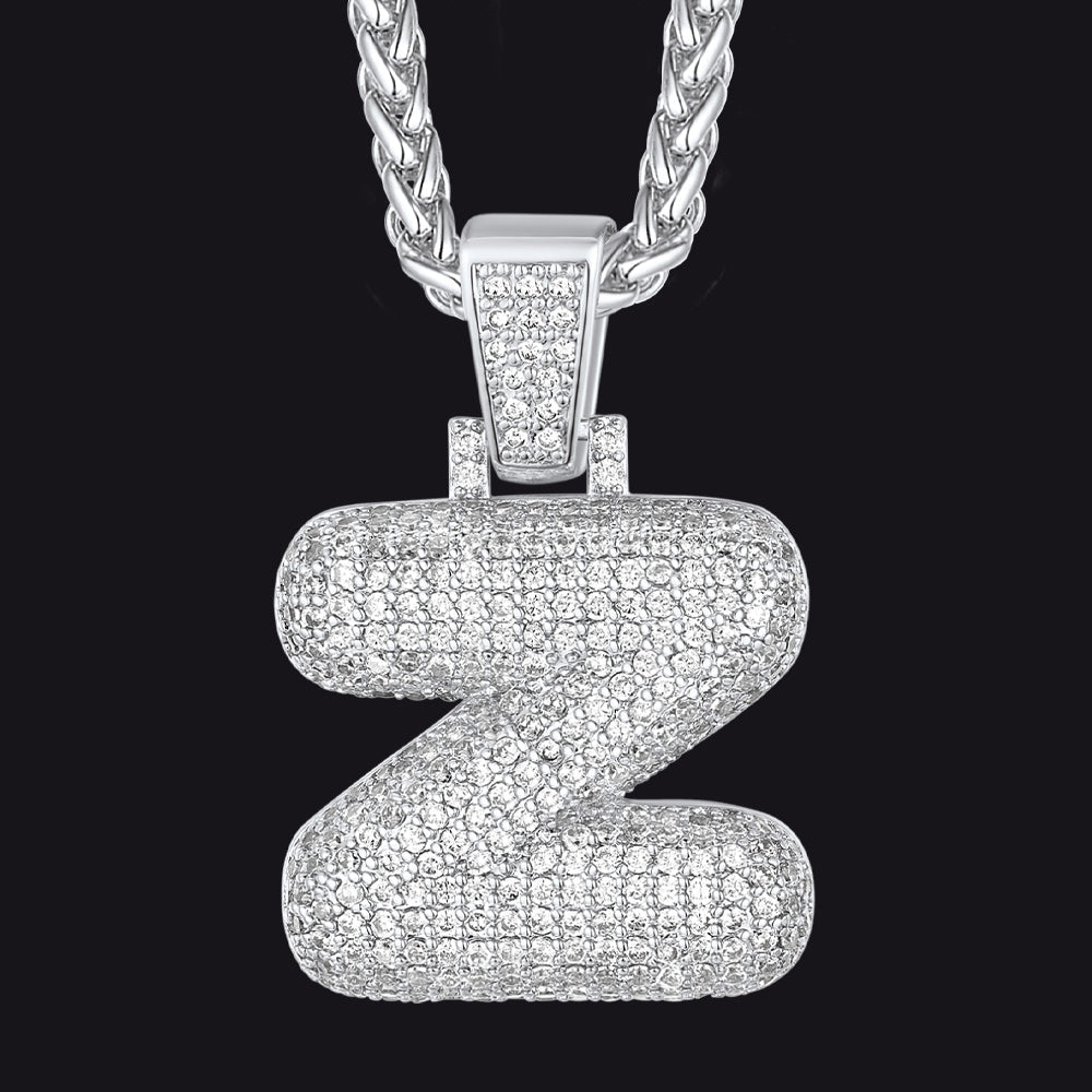 Diamond Bubble Letter Initial Necklace for
