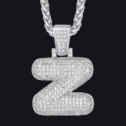 Diamond Bubble Letter Initial Necklace for