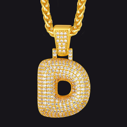 Diamond Bubble Letter Initial Necklace for
