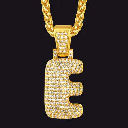 Diamond Bubble Letter Initial Necklace for
