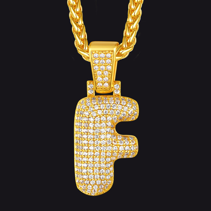Diamond Bubble Letter Initial Necklace for