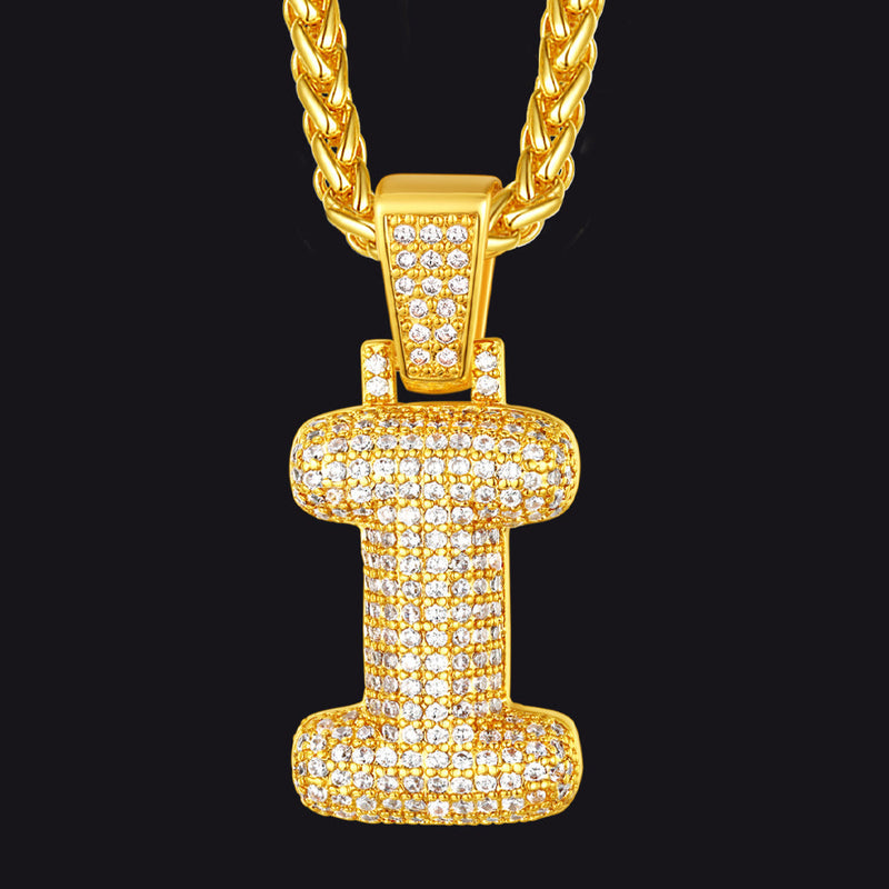 Diamond Bubble Letter Initial Necklace for