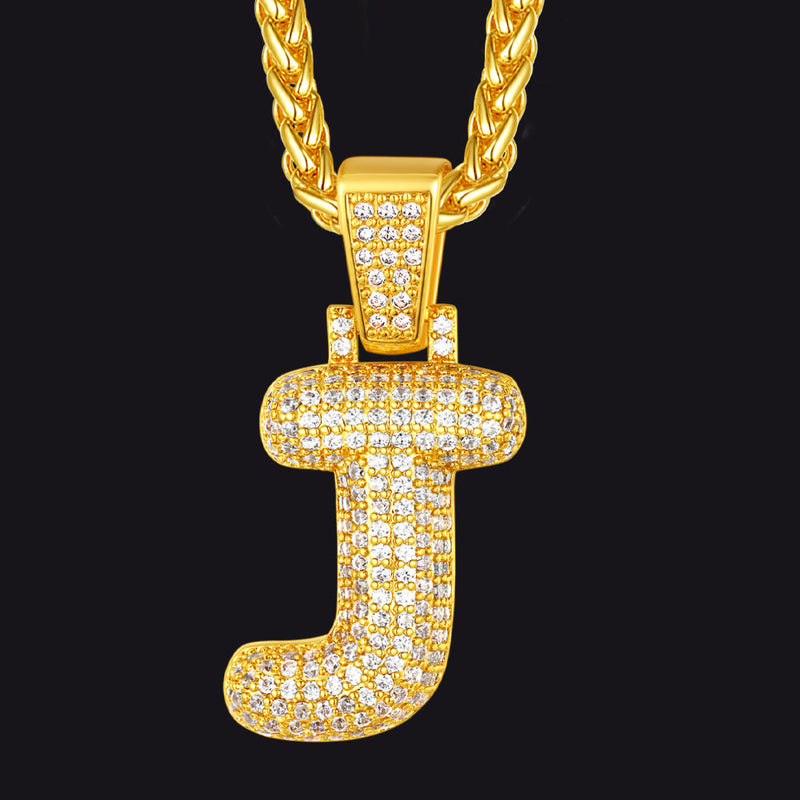 Diamond Bubble Letter Initial Necklace for