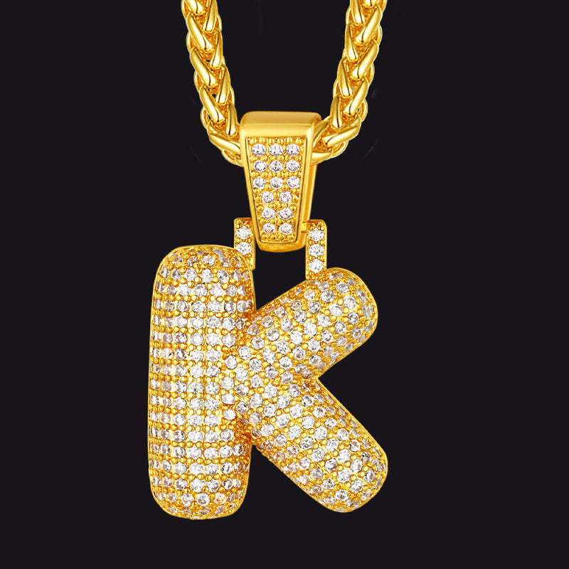 Diamond Bubble Letter Initial Necklace for