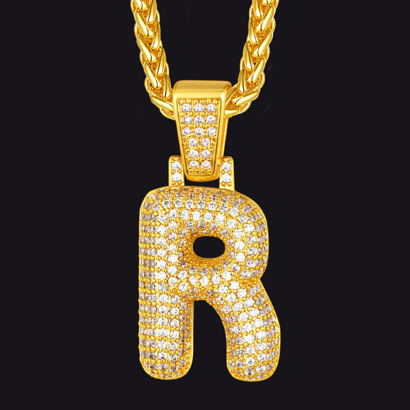 Diamond Bubble Letter Initial Necklace for