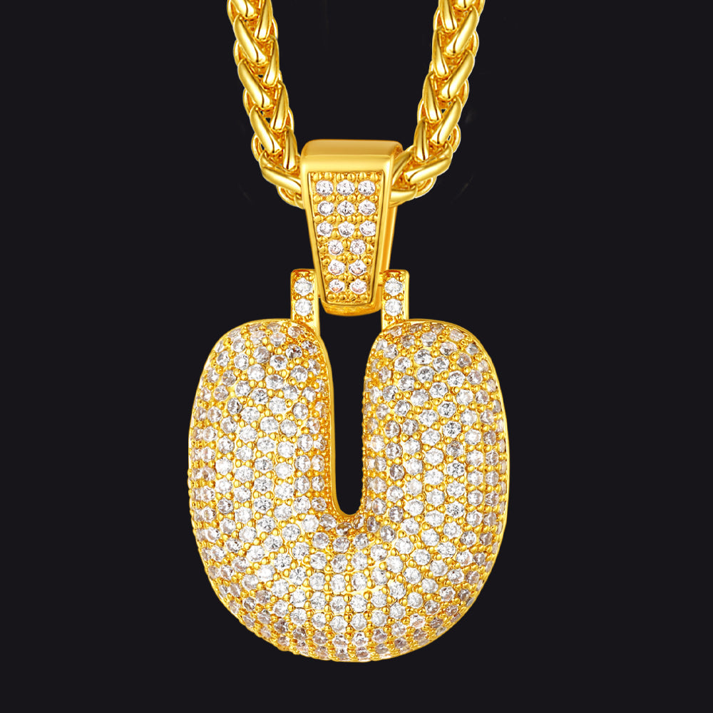 Diamond Bubble Letter Initial Necklace for