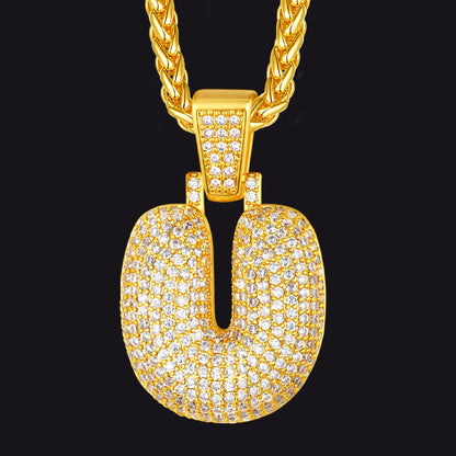 Diamond Bubble Letter Initial Necklace for