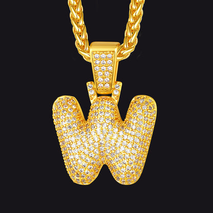 Diamond Bubble Letter Initial Necklace for