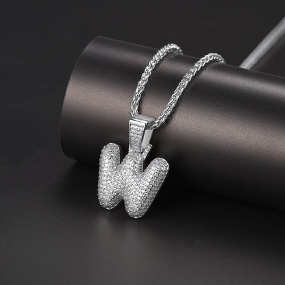 Diamond Bubble Letter Initial Necklace for