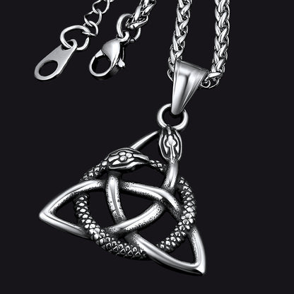 Ouroboros Celtic Knot Snake Pendant Necklace