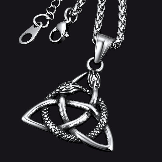 Ouroboros Celtic Knot Snake Pendant Necklace