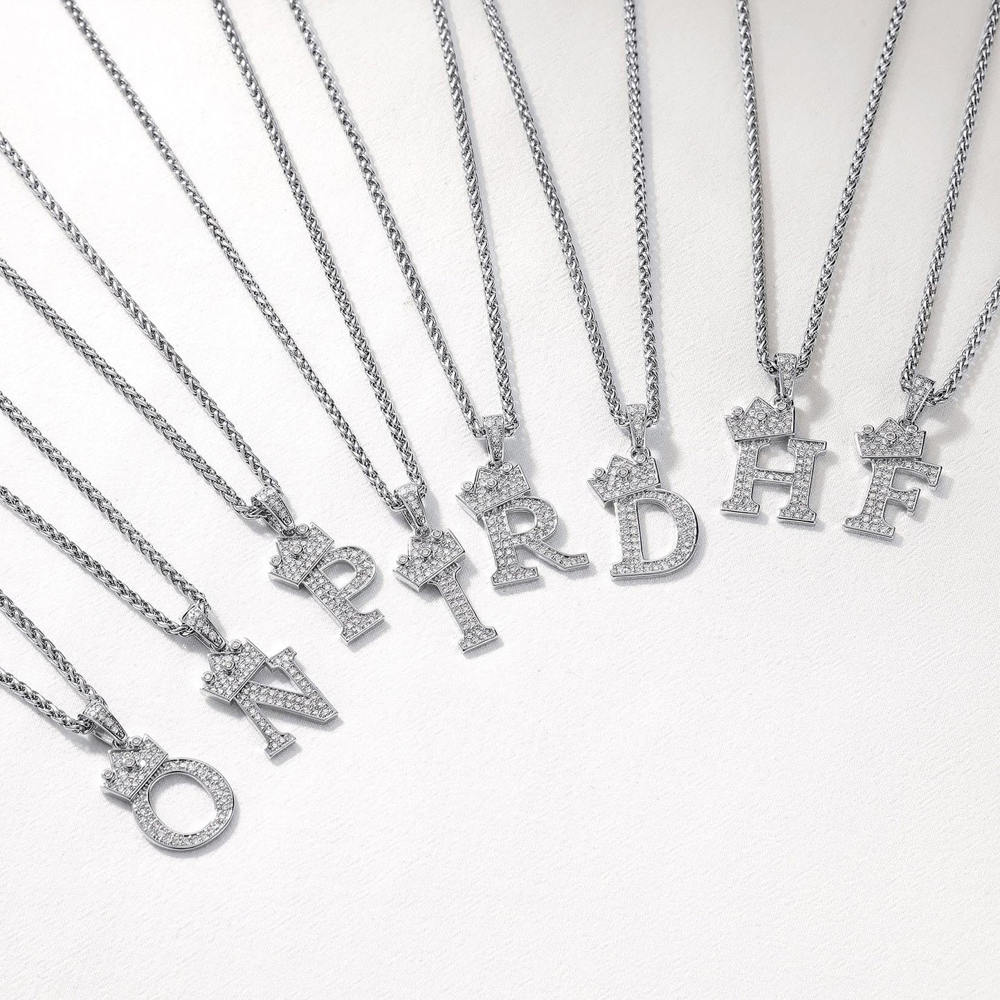 Sparkly Bling Crown Diamond Initial Letther Necklace for