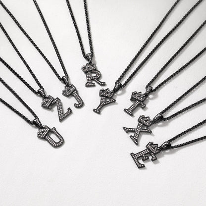 Sparkly Bling Crown Diamond Initial Letther Necklace for