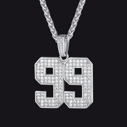 Custom Diamond Baseball Jersey Number Necklace for
