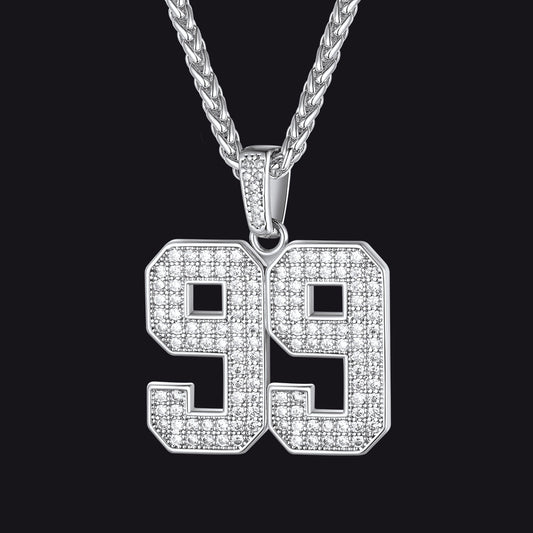 Custom Diamond Baseball Jersey Number Necklace for