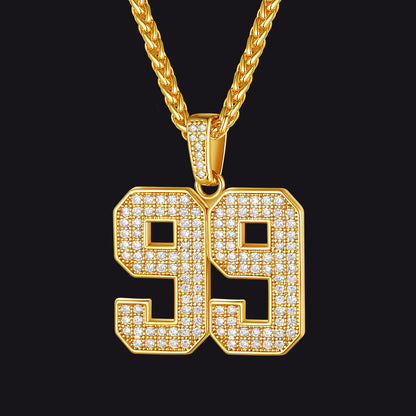 Custom Diamond Baseball Jersey Number Necklace for