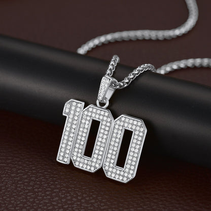 Custom Diamond Baseball Jersey Number Necklace for