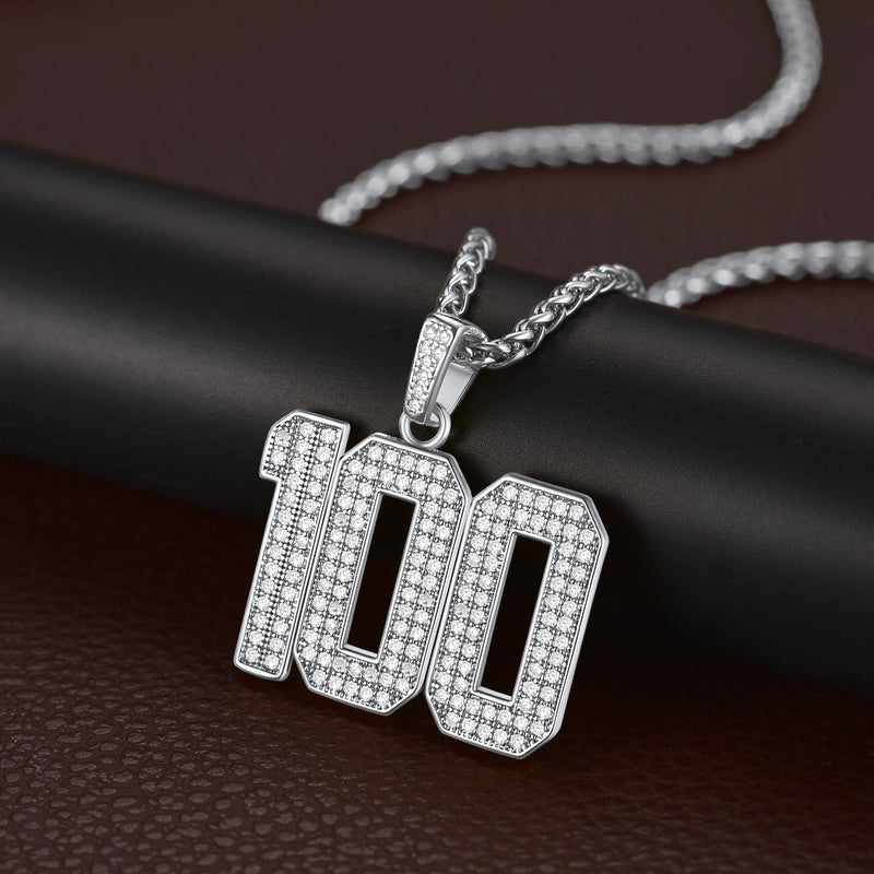 Custom Diamond Baseball Jersey Number Necklace for
