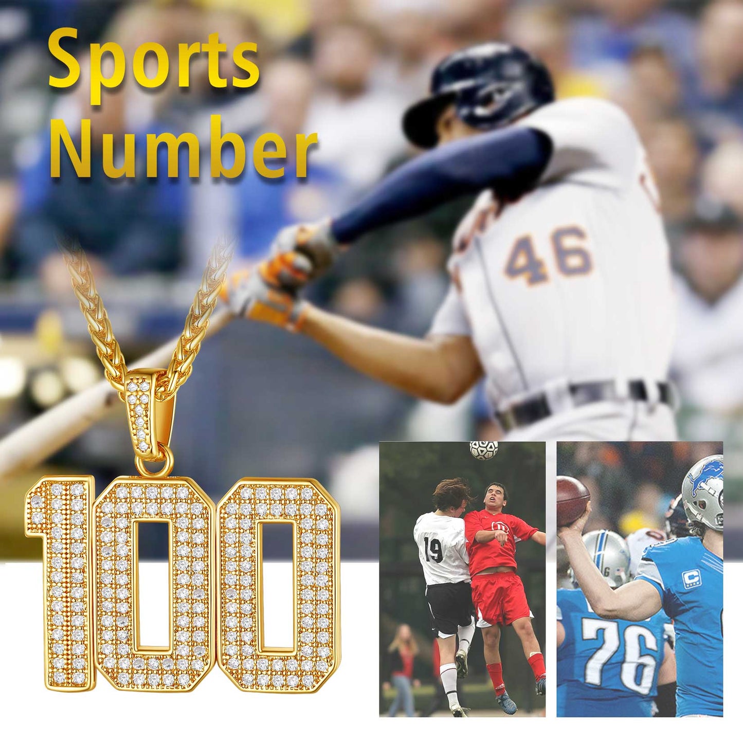 Gameday Custom Jersey Number Necklace With Cz for Sports Fan Cool Gifts