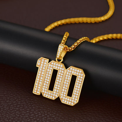Custom Diamond Baseball Jersey Number Necklace for