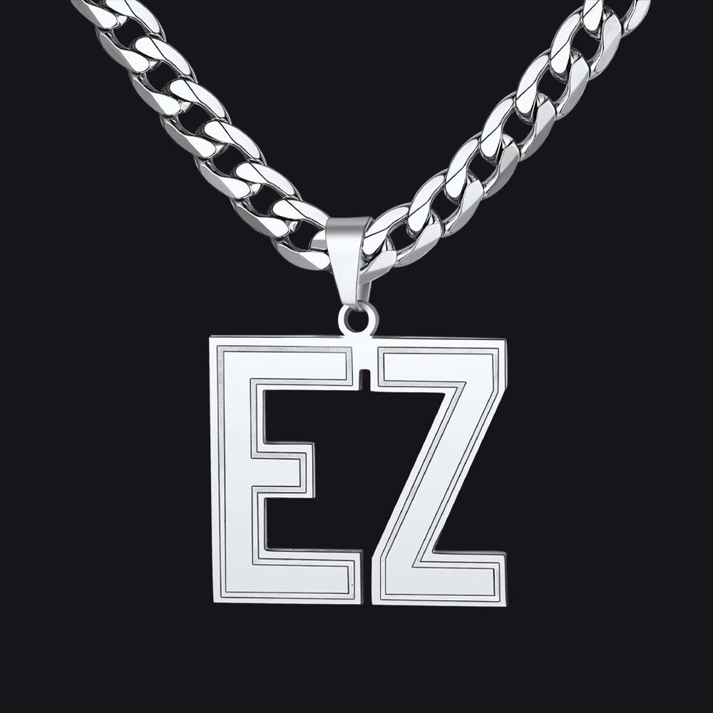 Custom Name Letter Cuban Link Chain Necklace for