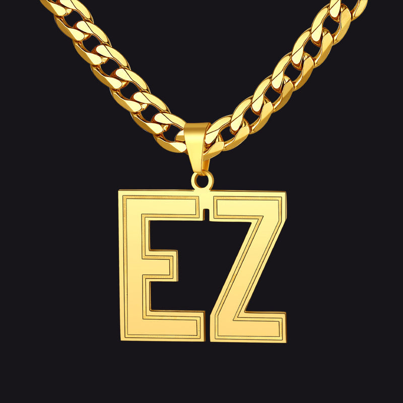Custom Name Letter Cuban Link Chain Necklace for