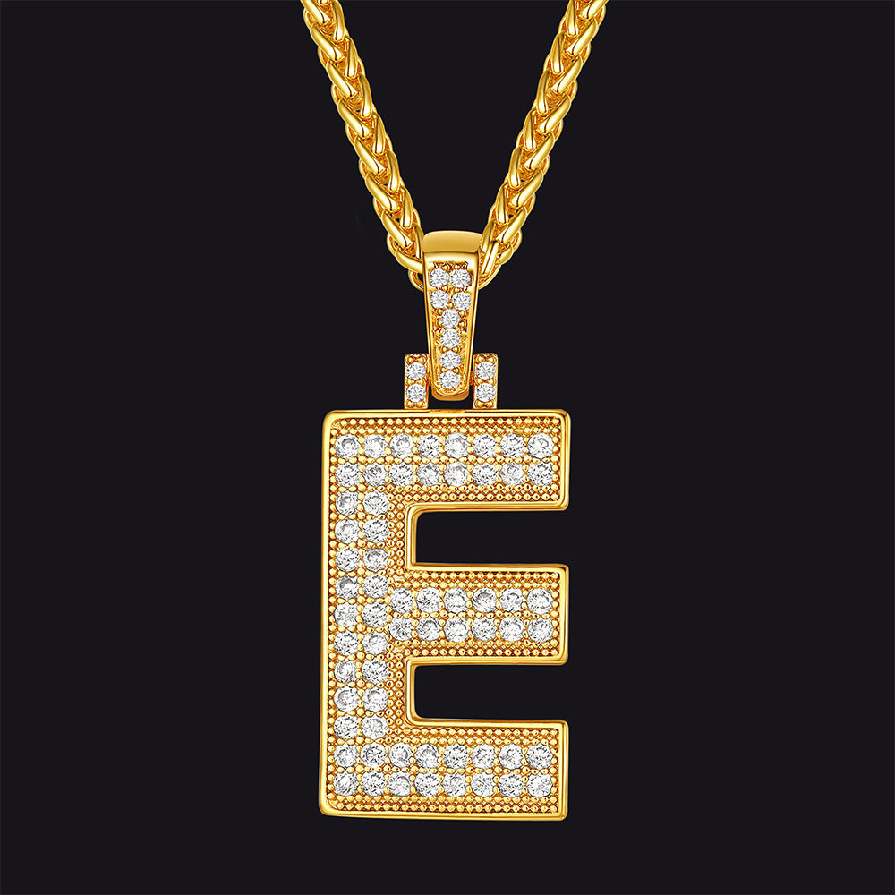 Gold Number Initial Chain Necklace With Cubic Zirconia for