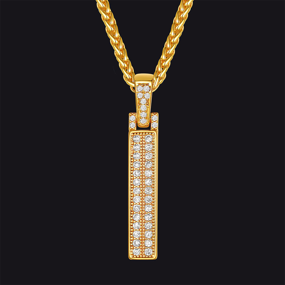 Gold Number Initial Chain Necklace With Cubic Zirconia for