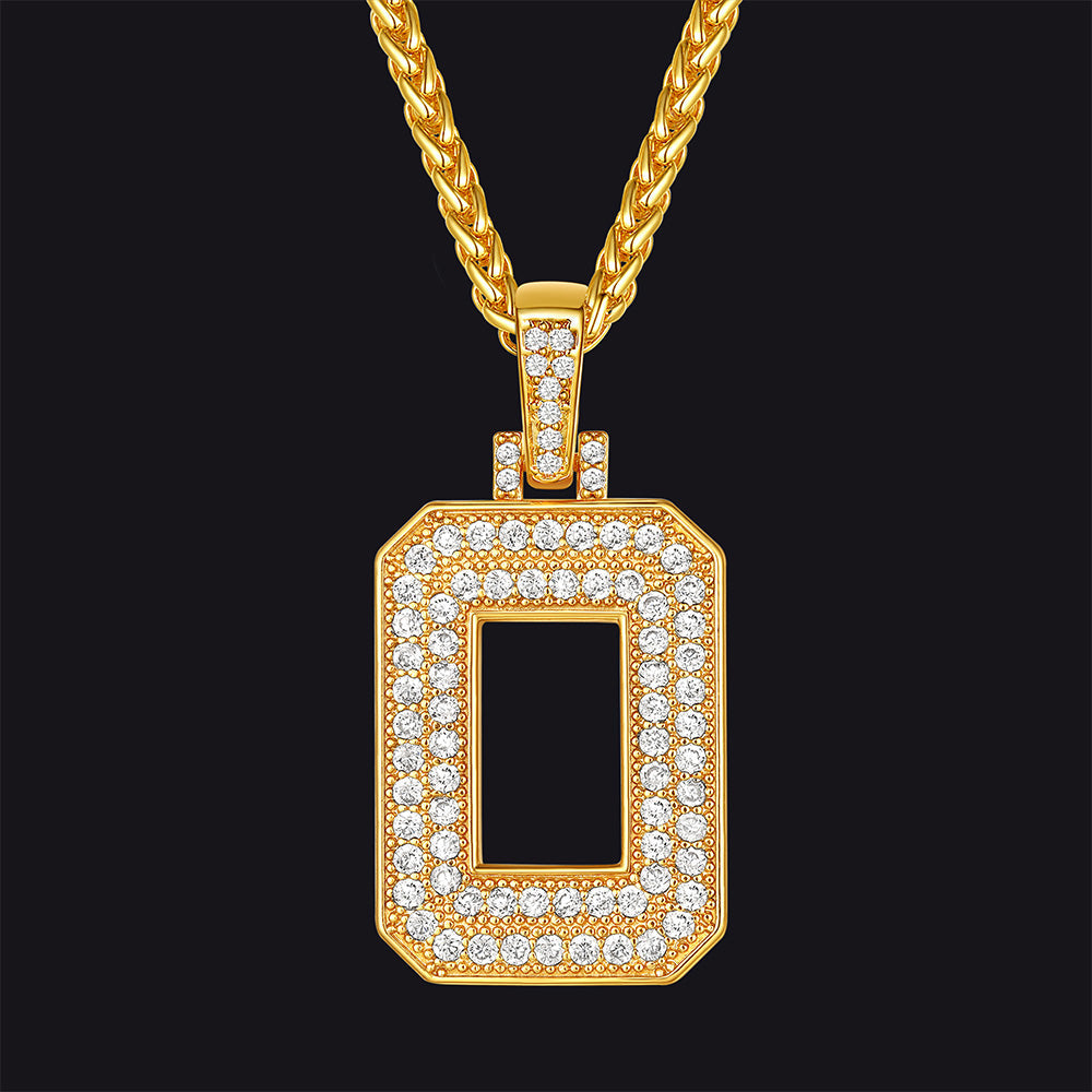 Gold Number Initial Chain Necklace With Cubic Zirconia for