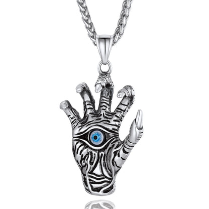 Dragon Claw Blue Evil Eye Pendant Necklace for