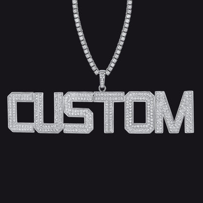 Custom Name Letter Pendant Necklace With Cz Stones for