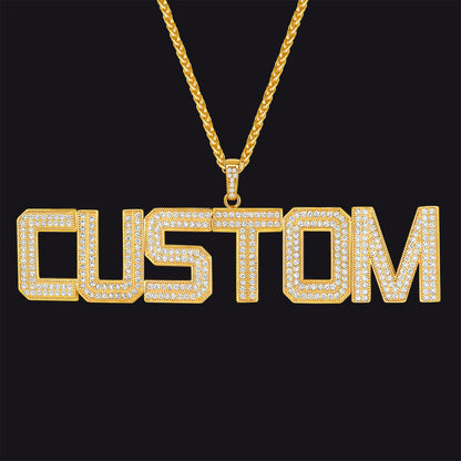 Custom Name Letter Pendant Necklace With Cz Stones for