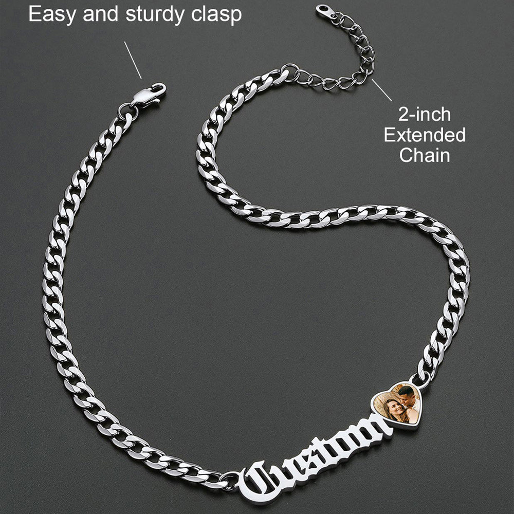 Customized Nameplate Cuban Chain Necklace With Picture Gift for