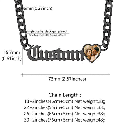 Customized Nameplate Cuban Chain Necklace With Picture Gift for