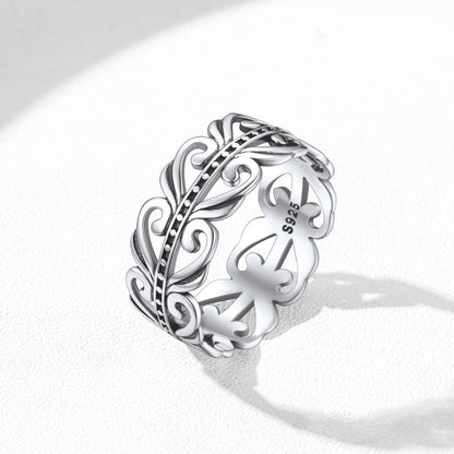 Sterling Silver Celtic Knot Filigree Vine Leaf Ring for