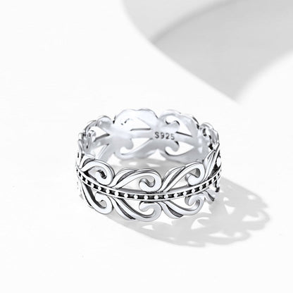 Sterling Silver Celtic Knot Filigree Vine Leaf Ring for