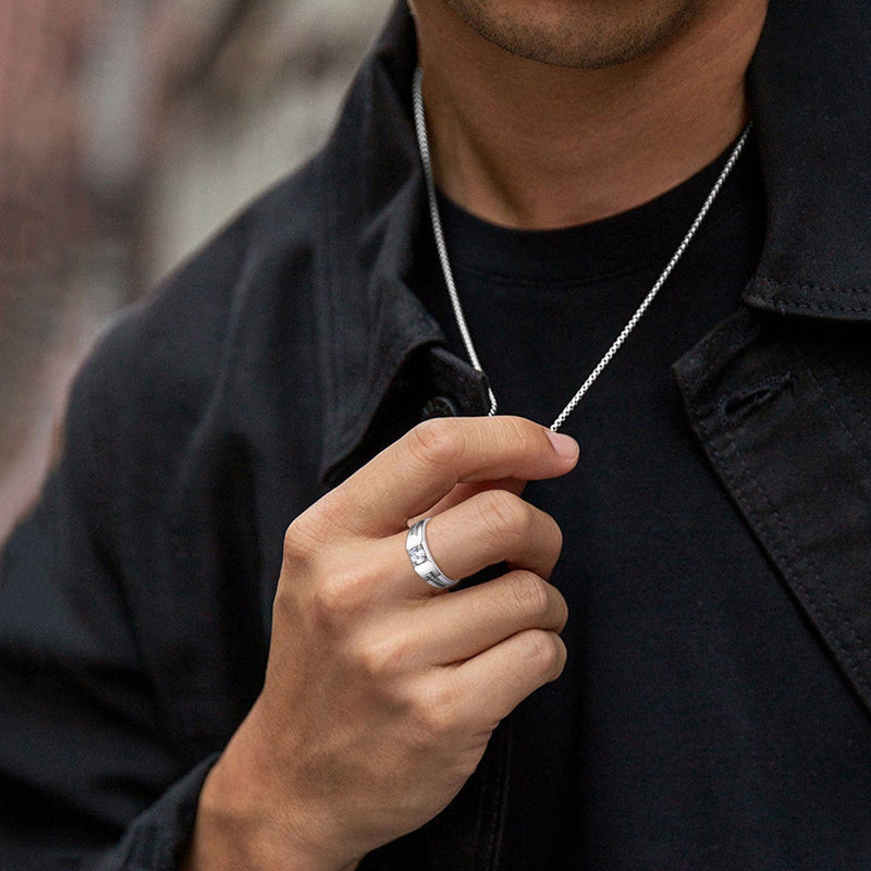 Black Onyx Ring Diamond Ring in Sterling Silver