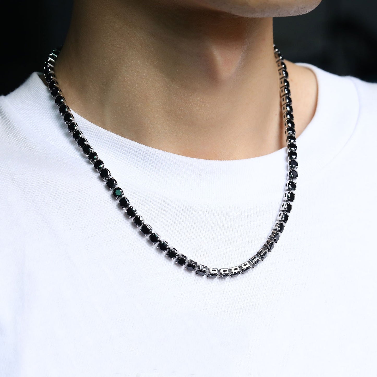 Cz Diamond Cut Tennis Chain Necklace for