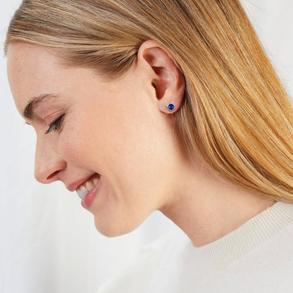Silver Birthstone Cat Stud Earrings for Cat Lovers