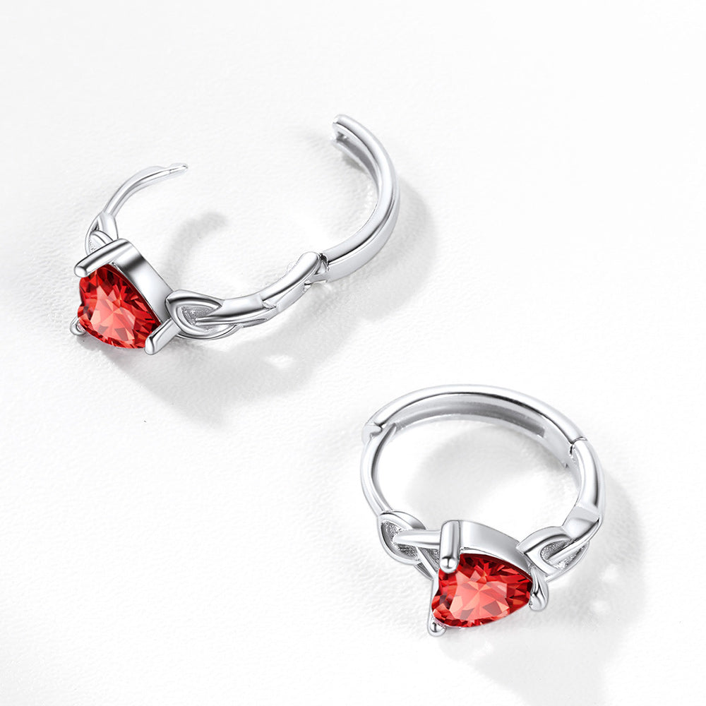 Sterling Silver Celtic Hoop Earrings With Birthstone for