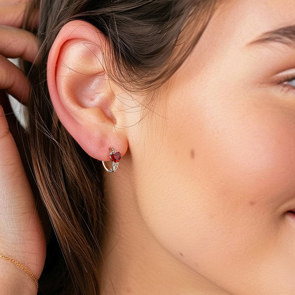 Sterling Silver Celtic Hoop Earrings With Birthstone for