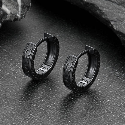 Sterling Silver Vine Celtic Huggie Hoop Earrings for