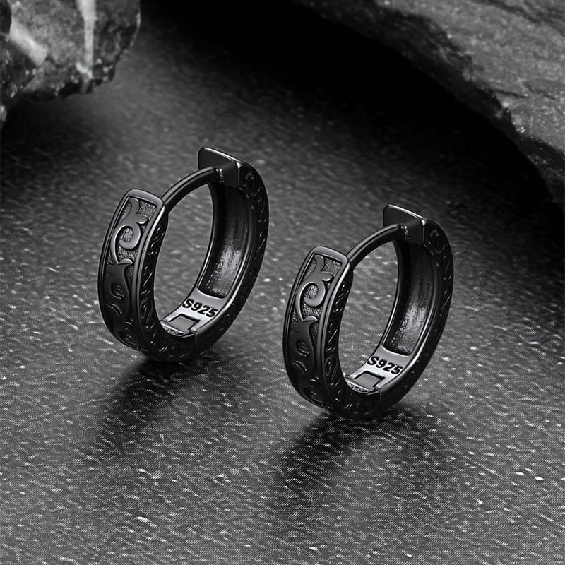 Sterling Silver Vine Celtic Huggie Hoop Earrings for